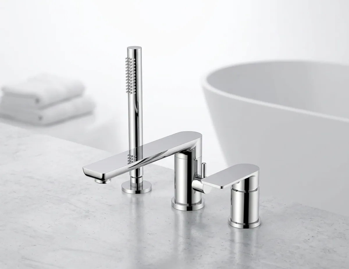 Bella bath mixer BM 366629 in chrome on a stone bath surround